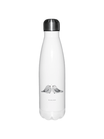 Mr. & Mrs. Panda Sportflasche Turteltauben Liebe ohne Spruch in Weiß