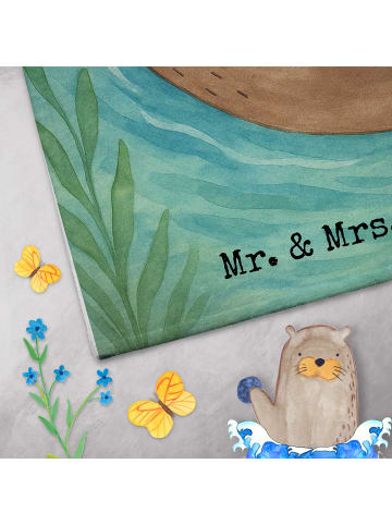 Mr. & Mrs. Panda Gästehandtücher Otter Muschel Design ohne Spruch in Weiß