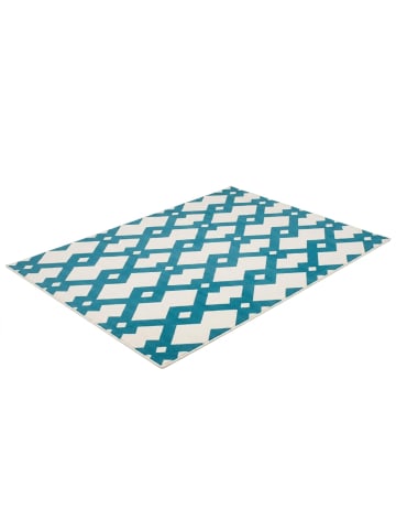 Kayoom Wohnzimmer Teppich – Kurzflorteppich Now! 125 in creme - türkis - rechteckig