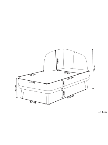 Beliani Chaiselongue TANLAY in Braun - (W) 74 x (H) 78 x (L) 153 cm