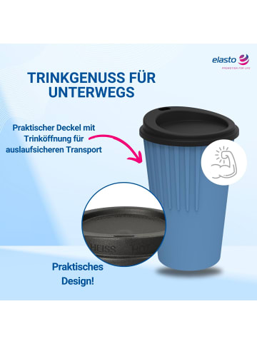elasto Riffel-Kaffeebecher "ToGo" in behagliches blau/schwarz - 300 ml