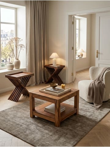 KADIMA DESIGN Couchtisch MUMBAI Massiv-Holz 60 x 60 cm Wohnzimmer-Tisch in Akazie