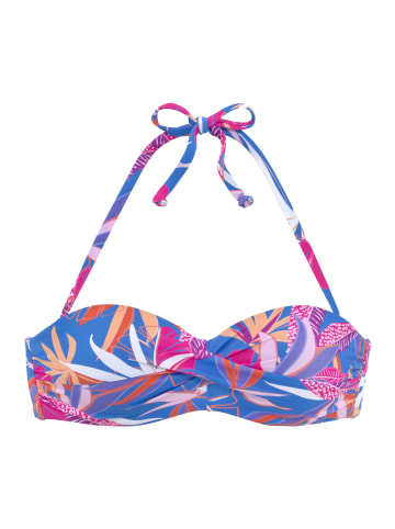 Buffalo Bügel-Bandeau-Bikini-Top in blau-pink bedruckt