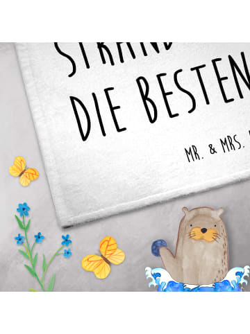 Mr. & Mrs. Panda Frotteehandtuch Sommer Strandtage mit Spruch in Weiß