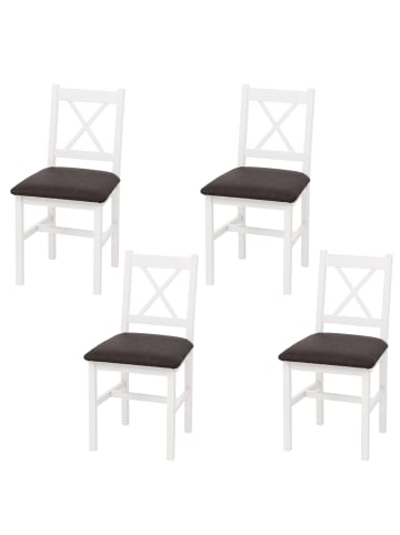 MCW 4er-Set Esszimmerstuhl F77, Weiß, Polster schwarz