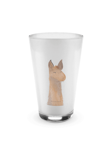 Mr. & Mrs. Panda Latte Macchiato Glas Lamakopf Genervt ohne Spruch in Transparent