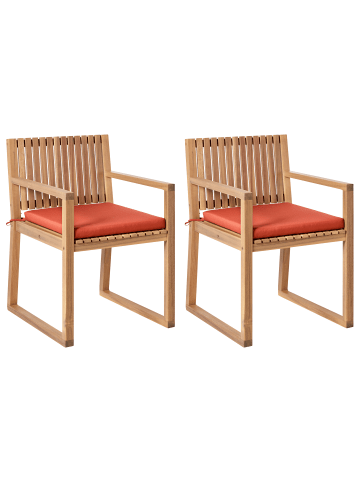 Beliani 4er-Set Esszimmerstuhl SASSARI PREMIUM in Braun/Rot