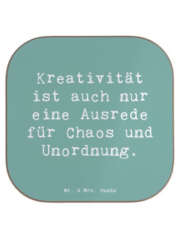 Mr. & Mrs. Panda Untersetzer Glas Spruch Kreativität und Chaos m... in Meeresbrise