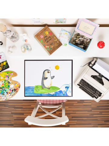 Mr. & Mrs. Panda Schreibunterlage Pinguin Surfer ohne Spruch in Weiß