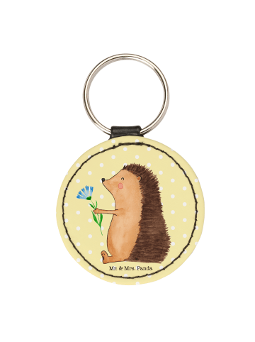 Mr. & Mrs. Panda Taschenanhänger Igel Blumen ohne Spruch in Gelb Pastell