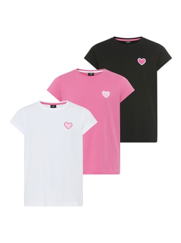H.I.S. T-Shirt in pink + schwarz + weiß