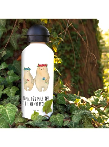 Mr. & Mrs. Panda Kindertrinkflasche Bären mit Blumenkranz mit Sp... in Weiß