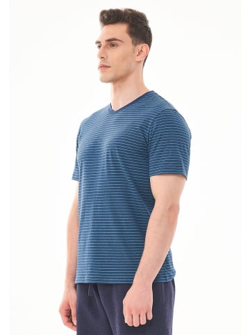 Organication T-Shirt "MOR13646" in Navy/Petrolgrün