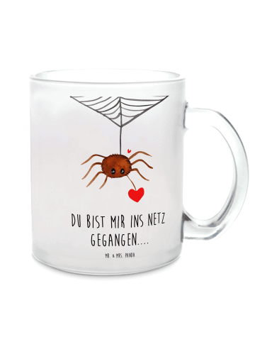 Mr. & Mrs. Panda Glas Spinne Agathe Liebe mit Spruch in Transparent