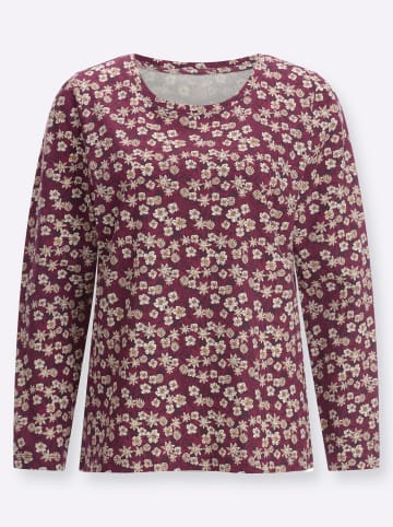 Sieh an! Langarmshirt in bordeaux-burgund-bedruckt