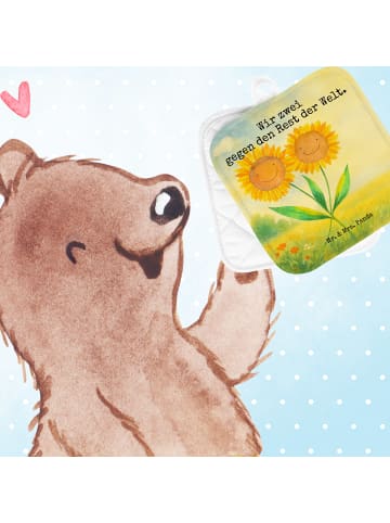 Mr. & Mrs. Panda Topfuntersetzer Blume Sonnenblume Design mit Sp... in Weiß