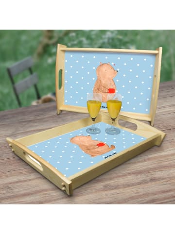 Mr. & Mrs. Panda tablett aus holz Bär Kaffee ohne Spruch in Blau Pastell