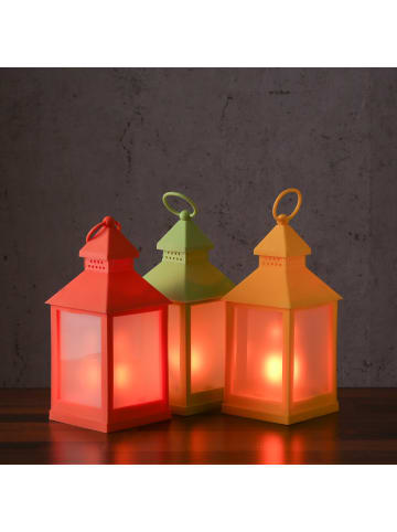 MARELIDA LED Laterne mit Flammeneffekt H: 24cm in orange
