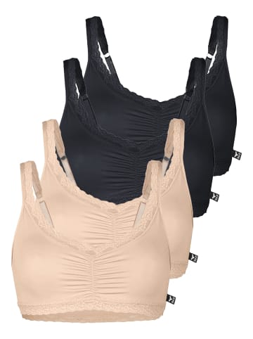 Like It 4er Pack Soft BH in schwarz-nude