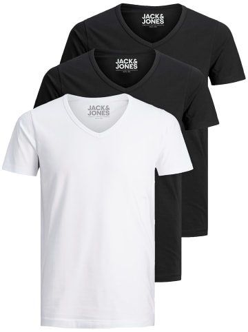 Jack & Jones 3er-Set  T-Shirt in Schwarz/schwarz/weiß