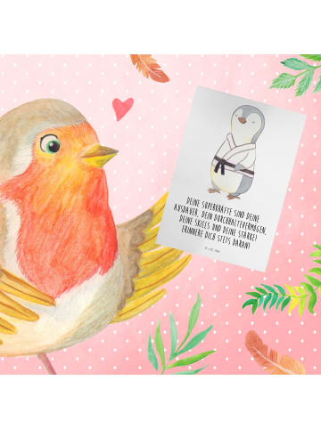 Mr. & Mrs. Panda Grußkarte Sportliche Wettkämpfe Superkräfte mit... in Weiß