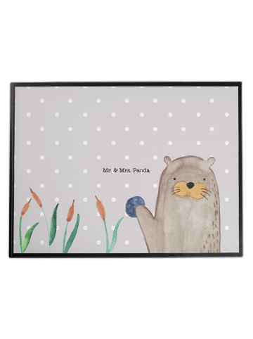 Mr. & Mrs. Panda Schreibtischunterlage Otter Stein ohne Spruch in Grau Pastell