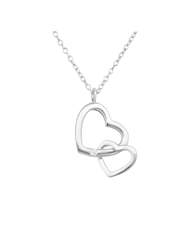 Alexander York Kette mit Anhänger HERZ AN HERZ in 925 Sterling Silber, 2-tlg. in silber