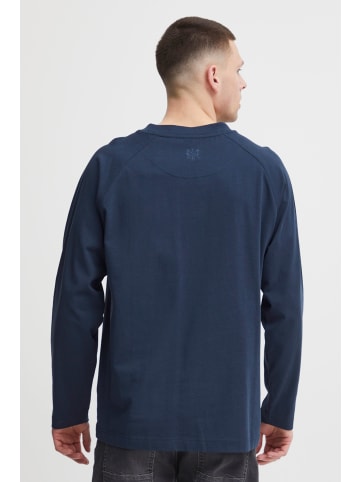 !SOLID Langarmshirt SDEyado - 21301029-ME  Basic Longsleeve mit Logopatch am Saum in Blau