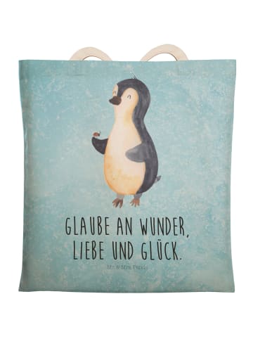 Mr. & Mrs. Panda Einkaufstasche Pinguin Marienkäfer mit Spruch in Eisblau