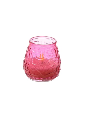 MARELIDA LED Windlicht Ecthwachskerze im Glas Timer mit Batterie H: 9,5cm in pink