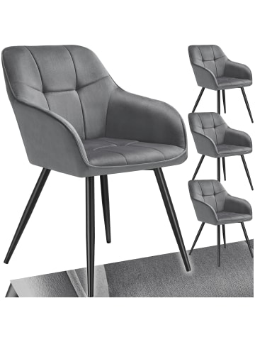 tectake Polstersessel gepolstert, in Samtoptik, gesteppt, 58 x 62 x 82 cm