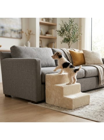 relaxdays Hundetreppe in Beige - (B)35 x (H)36,5 x (T)45 cm