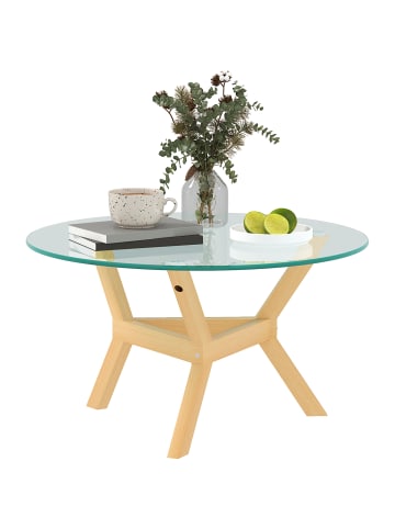 HOMCOM Couchtisch-Ø80 x 45H cm-Transparent