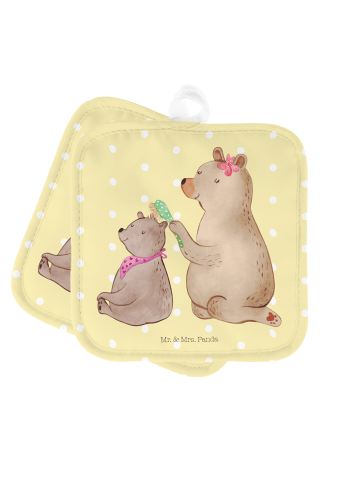 Mr. & Mrs. Panda Topflappen Bär Kind ohne Spruch in Gelb Pastell