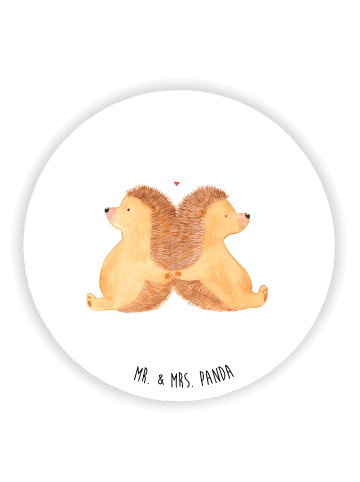 Mr. & Mrs. Panda Rund Magnet Igel händchenhaltend ohne Spruch in Weiß