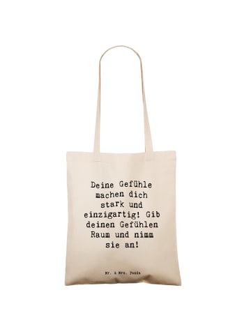 Mr. & Mrs. Panda Tote Bag Spruch Emotionen ausdrücken mit Spruch in Creme