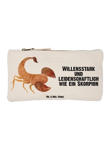 Mr. & Mrs. Panda Schminktasche Sternzeichen Skorpion mit Spruch in Weiß