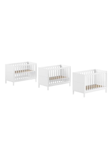 58 aufm Kessel BABYBETT 60x120 Kiefer MDF weiß robust stabil höhenverstellbar