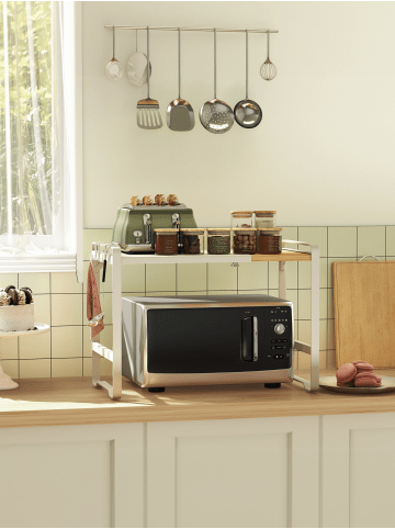 SONGMICS Gewürzregal Bystro in Cremeweiß-Naturbeige - (B)64 x (H)42 x (T)31.5 cm