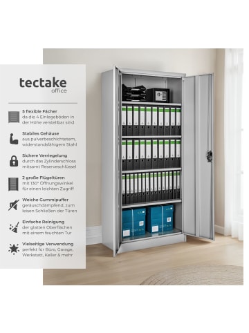 tectake Aktenschrank - abschließbar mit höhenverstellbaren Böden