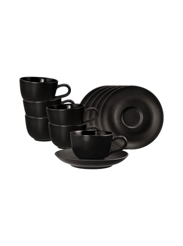 Seltmann Weiden 6er Set Espressotassen mit Untertassen Liberty Velvet Black 100 ml schwarz in schwarz