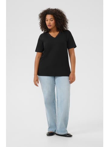 KAFFE curve Kurzarm-Bluse KCfananda in Black Deep CC
