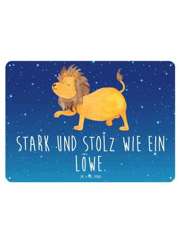 Mr. & Mrs. Panda Schild Sternzeichen Löwe mit Spruch in Sternenhimmel Blau