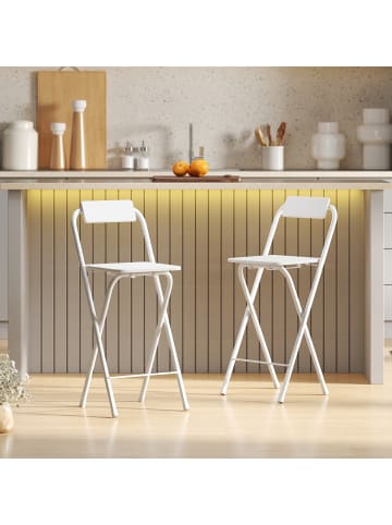 HOMCOM Barhocker-37L x 45B x 87H cm-Weiß