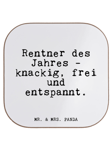 Mr. & Mrs. Panda Untersetzer Rentner des Jahres -... mit Spruch in Weiß