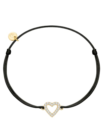 Glanzstücke München Armband Herz aus Textil und Sterling Silber mit Zirkonia in gelbgold