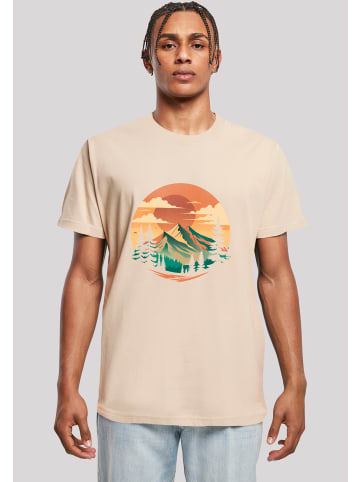 F4NT4STIC T-Shirt Sonnenuntergang Berglandschaft in sand