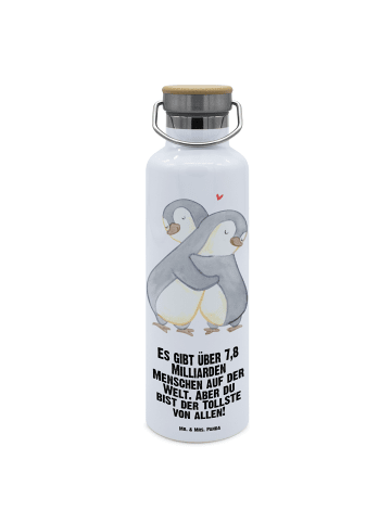 Mr. & Mrs. Panda Trinkflasche Pinguine Kuscheln mit Spruch in Weiß