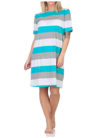 NORMANN kurzarm Nachthemd Blockstreifen in grün