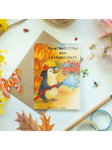 Mr. & Mrs. Panda Grußkarte Feuerwehrfrau Leidenschaft Design mit... in Weiß